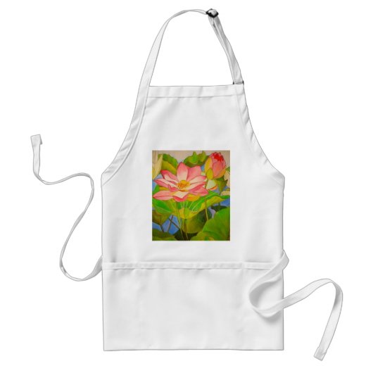 Lotus roze, waterlly waterverf kunst schilderij standaard schort (Voorkant)