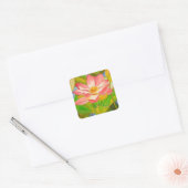 Lotus roze, waterlly waterverf kunst schilderij vierkante sticker (Envelop)