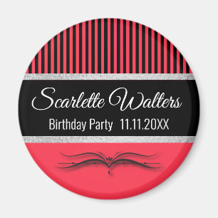 Lotus Scroll & Stripes - Silver Foil Magneet