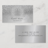 Lotus Silver Confetti Glitter Yoga Instructor Visitekaartje (Voorkant / Achterkant)