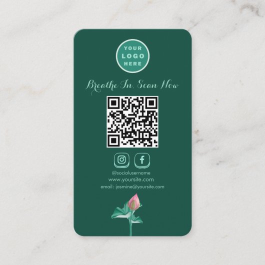 Lotus Social Media Scannable QR Code Verticaal Visitekaartje (Voorkant)