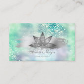 Lotus Sparkle Brush Stroke Green Holographic Visitekaartje (Voorkant)