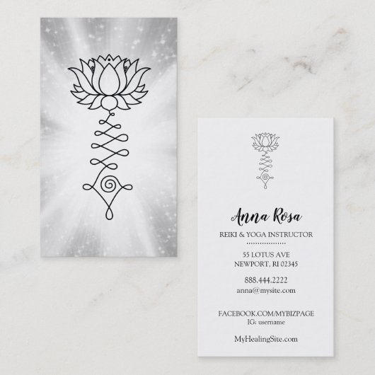 *~* Lotus Sparkle Rays Reiki Energy Healing Visitekaartje (Voorkant / Achterkant)