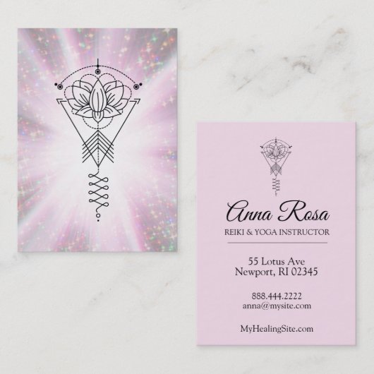 *~* Lotus Sparkle Tribal Rays Healing Reiki Visitekaartje (Voorkant / Achterkant)