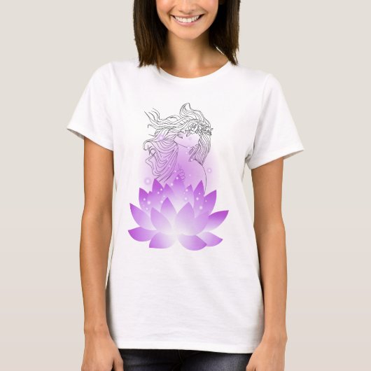 Lotus Spirit – Soft Feminine Line Art T-shirt (Voorkant)
