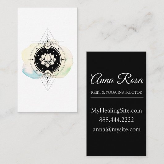 *~* Lotus Stars Sacred Symbol Moon Nirvana Yoga Visitekaartje (Voorkant / Achterkant)