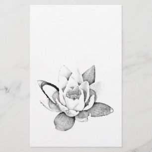 LOTUS STATIONERY IN BLACK EN WITTE BRIEFPAPIER