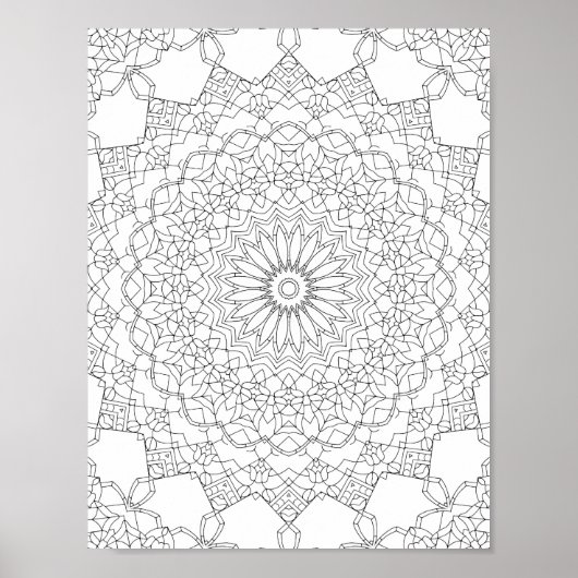 Lotus Ster Mandala Kleurplaat Gedetailleerd Patroo Poster (Voorkant)
