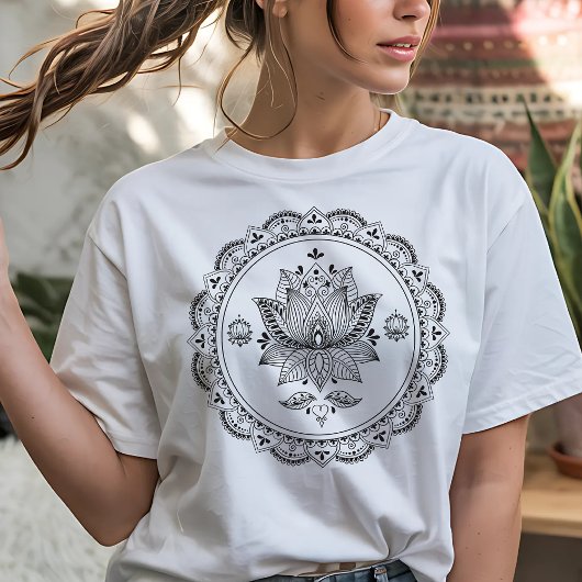 Lotus stijl kant ontwerp t-shirt