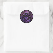 Lotus-stilheid | Paarse Mandala-ontwerp Ronde Sticker (Tas)