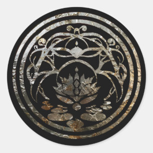 Lotus-stilheid Zilver Mandala-ontwerp Ronde Sticker