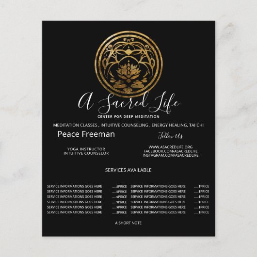 Lotus Stilte | Gouden Mandala Ontwerp Flyer (Voorkant)