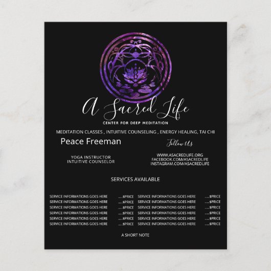 Lotus-stilte | Paarse Mandala-ontwerp Flyer (Voorkant)