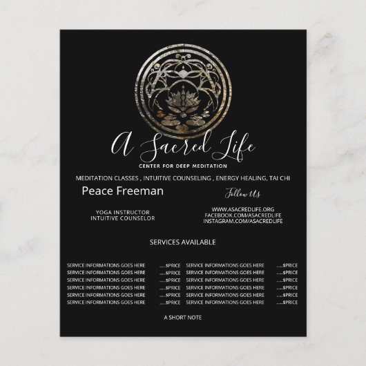 Lotus Stilte | Zilver Mandala Ontwerp Flyer (Voorkant)
