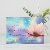 Lotus String Lights Holographic Retirement Party Kaart (Staand voorkant)