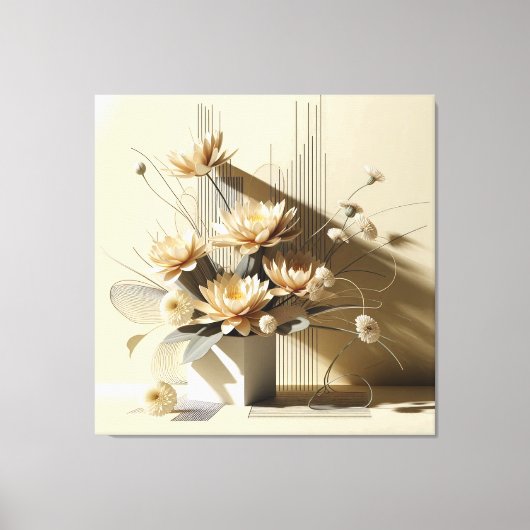Lotus Structure in Beige Canvas Afdruk (Voorkant)