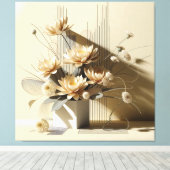 Lotus Structure in Beige Canvas Afdruk (Insitu (Houten vloer))