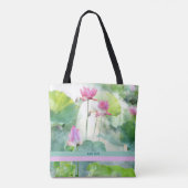 Lotus Summer, pastel waterverven, sjabloon Tote Bag (Achterkant)