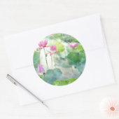 Lotus Summer, pastelroze aquatisch overblijvend Ronde Sticker (Envelop)