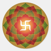 Lotus Swastika Design Ronde Sticker (Voorkant)