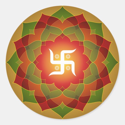 Lotus Swastika Design Ronde Sticker (Voorkant)