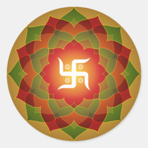 Lotus Swastika Design Ronde Sticker