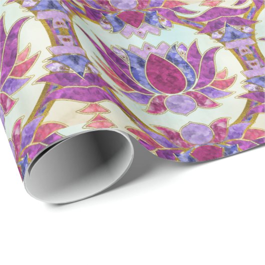 Lotus-symbool Waterverf pasta Cadeaupapier (Rol Hoek)