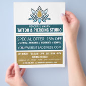 Lotus Tattoo, Tattoo & body Piercing Studio Advert Flyer (Hand)