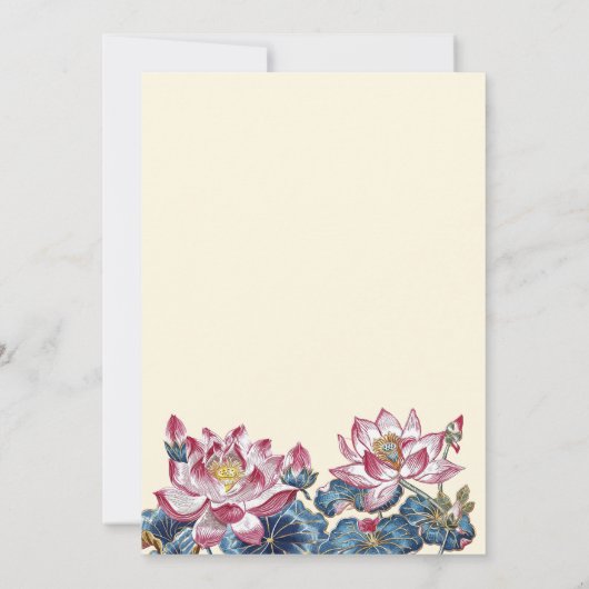 Lotus Tibetaanse kunst stijl bruiloft Kaart (Achterkant)