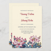 Lotus Tibetaanse kunst stijl bruiloft Kaart (Voorkant / Achterkant)