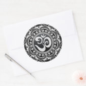 Lotus Tribal Zwart + Wit Om Spirituele Kunst Stick Ronde Sticker (Envelop)