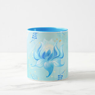 Lotus van het Stille Water – Turquoise Bloemschild Mok
