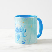 Lotus van het Stille Water – Turquoise Bloemschild Mok (Voorkant rechts)