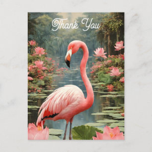 Lotus Vijver Roze Flamingo  Briefkaart