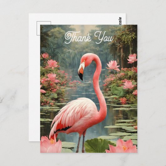 Lotus Vijver Roze Flamingo  Briefkaart (Voorkant / Achterkant)