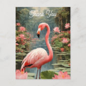 Lotus Vijver Roze Flamingo  Briefkaart (Voorkant)