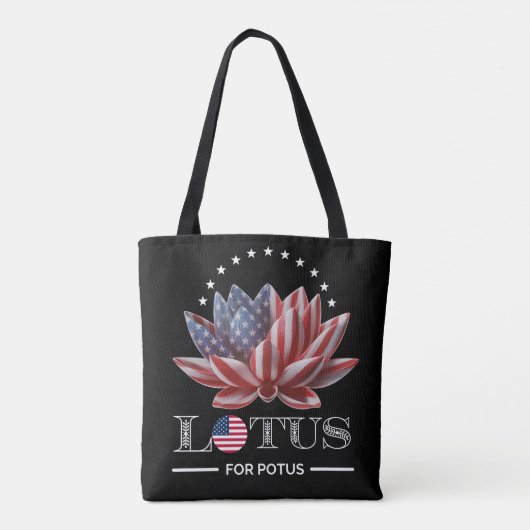 Lotus voor Potus Harris Walz 2024 Canvas tas (Achterkant)