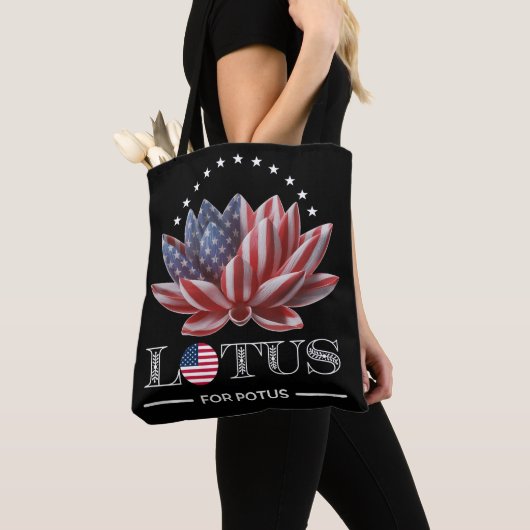 Lotus voor Potus Harris Walz 2024 Canvas tas (Dichtbij)