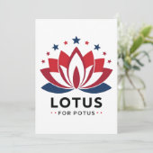 Lotus voor POTUS Kamala Harris 2024 Bedankkaart (Staand voorkant)