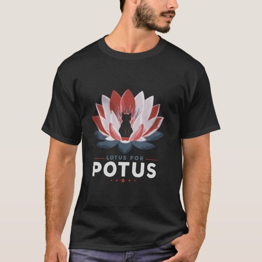 Lotus voor Potus Kamala Harris 2024 Kinderloze kat T-shirt (Voorkant)