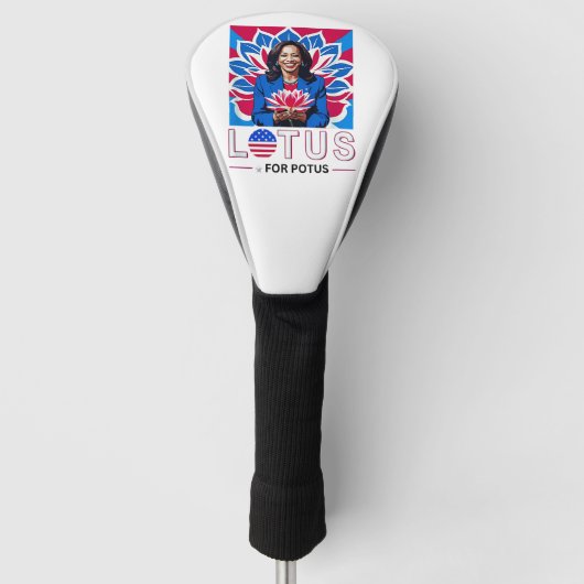 Lotus voor Potus Kamala Harris President Campaign Golfheadcover (Voorkant)