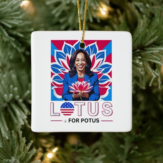 Lotus voor Potus Kamala Harris President Campaign Keramisch Ornament (Boom)