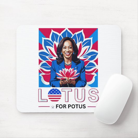 Lotus voor Potus Kamala Harris President Campaign Muismat (Met muis)