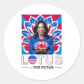 Lotus voor Potus Kamala Harris President Campaign Ronde Sticker (Voorkant)
