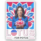 Lotus voor Potus Kamala Harris President Campaign Sticker (Voorkant)