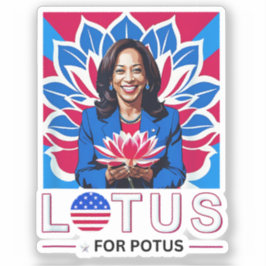 Lotus voor Potus Kamala Harris President Campaign Sticker