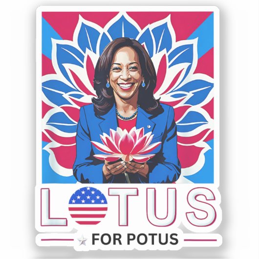 Lotus voor Potus Kamala Harris President Campaign Sticker (Voorkant)