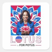 Lotus voor Potus Kamala Harris President Campaign Vierkante Sticker (Voorkant)