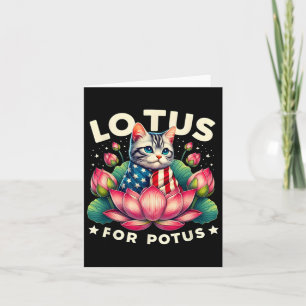 Lotus voor Potus Kamala Harris US Flag Cat Lovers Kaart