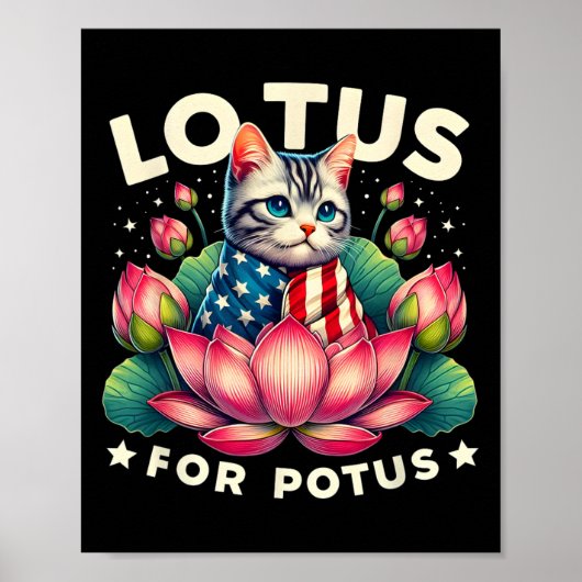 Lotus voor Potus Kamala Harris US Flag Cat Lovers Poster (Voorkant)